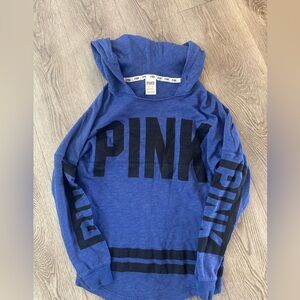 PINK Victoria's Secret Blue Hoodie with Black Accents